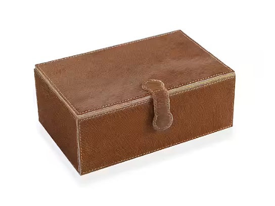 Camel Brown Hide-Covered Jewellery Box