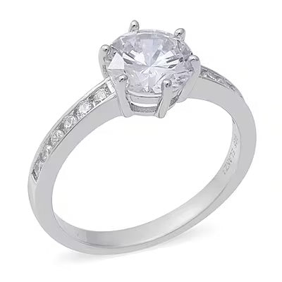 Rhodium Ring with Plenty of Stones