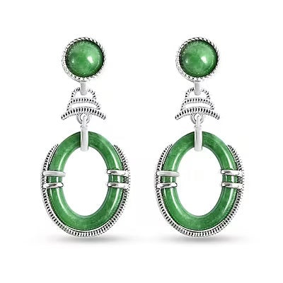 Elegant Art Deco Green Jade Earrings
