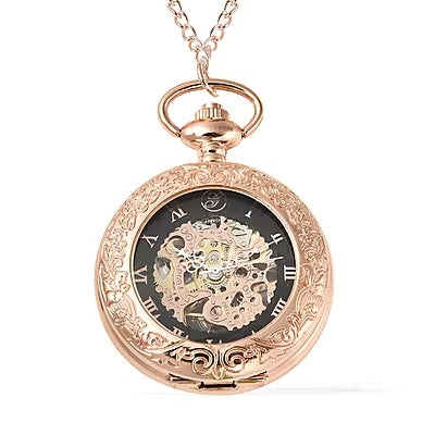 Skeleton Pocket Watch in Rose Gold Tone