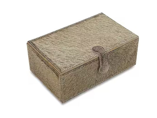 Grey Hide-Covered Jewellery Box