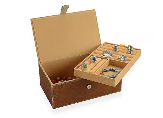 Brown Hide-Covered Jewellery Box