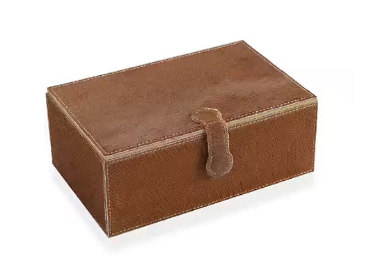 Camel Brown Hide-Covered Jewellery Box