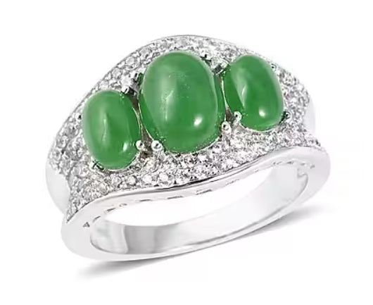 Silver Jade Trilogy Ring