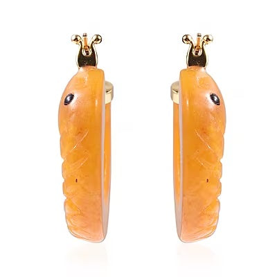Yellow Jade Serpent Earrings
