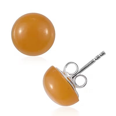 Yellow Jade Stud Earrings