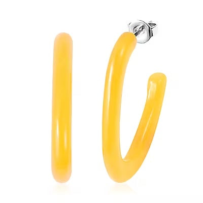 Yellow Jade Hoop Earrings