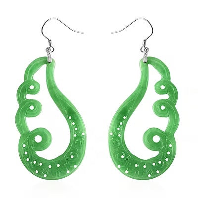 Distinctive Green Jade Earrings