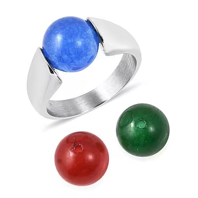 An Interchangeable Ring With Jade Beads