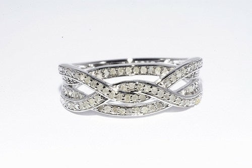 Sterling Silver Diamond Weave Ring