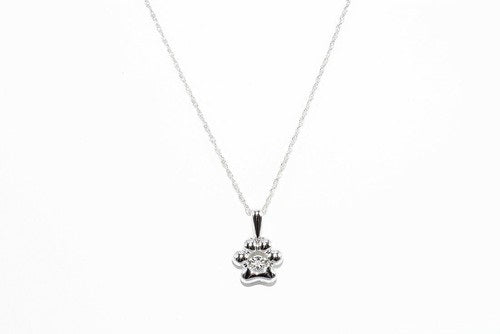 Doggy Paw Diamond Pendant With Silver Chain