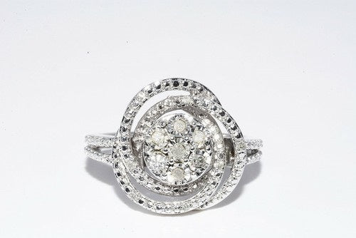 Silver Spiral Ring With Diamonds