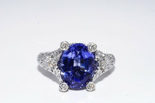 "AAA" Tanzanite and Diamond Cocktail Ring