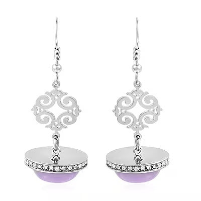Crystal and Purple Jade Earrings