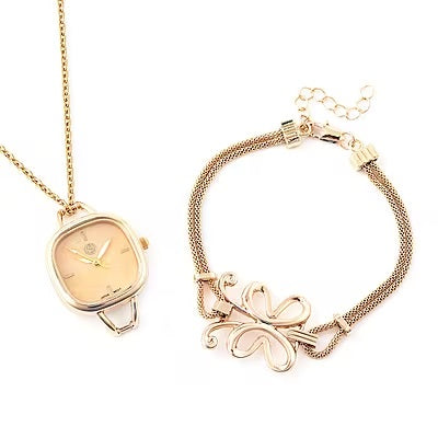 2 Piece Set -- A Gold Watch and a Butterfly Charm