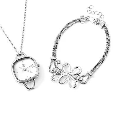 2 Piece Set -- A White Watch and a Butterfly Charm