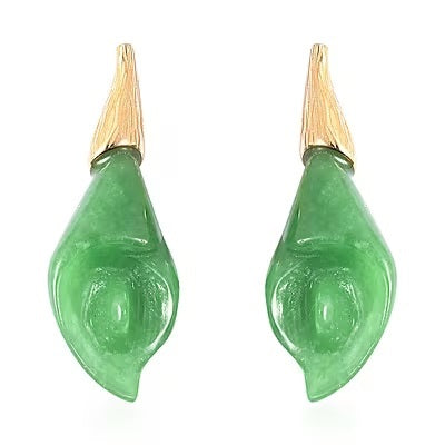 Gold-Tipped Jade Earrings