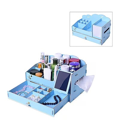 DIY Light Blue Jewellery Box and Cosmetics Organiser