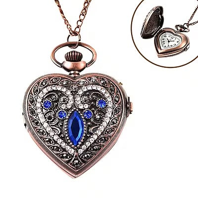 Rose Gold Plated Heart Shaped Pocket Watch