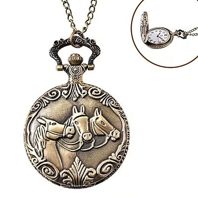 Antique Bronze Horse Design Pocket Watch