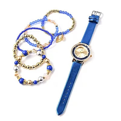 Dark Blue Watch and Bangle Set