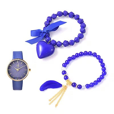 Watch and Bracelet Gift Set in Blue