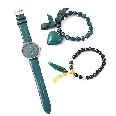 Watch and Bracelet Gift Set in Green