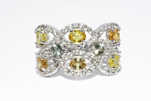 Stunning Sapphire and Topaz Lattice Ring