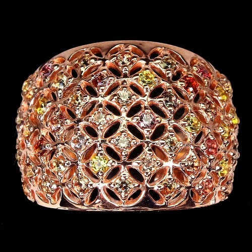 14K Rose Gold Plated Multicolour Sapphire Lattice Ring