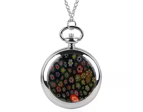 Murano Glass Back Pocket Watch in Rose Gold Tone