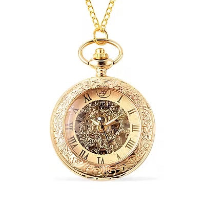 Attractive Skeleton Pocket Watch in Gold Tone