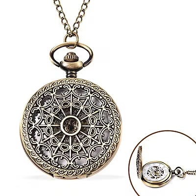 Hollow Out Pocket Watch in Antique Bronze Tone