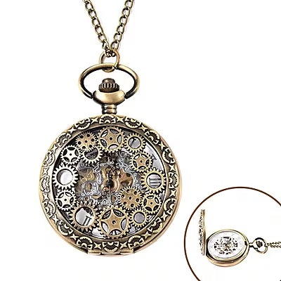 Gears Pattern Hollow Out Pocket Watch in Antique Bronze Tone