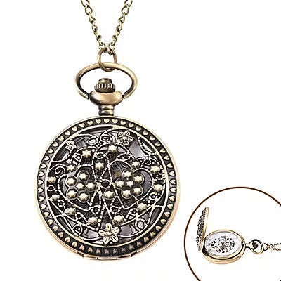 Dots Pattern Hollow Out Pocket Watch in Antique Bronze Tone