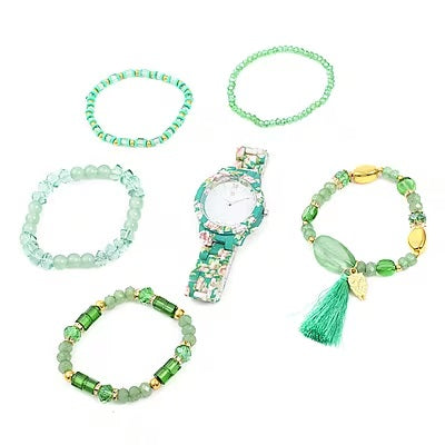 Green Watch and Bracelet Set