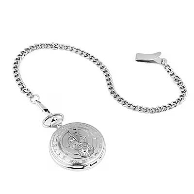 Tasteful Silver Tone Pocket Watch and Chain
