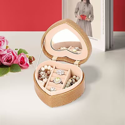 Small Heart Shaped Jewellery Box in Brown