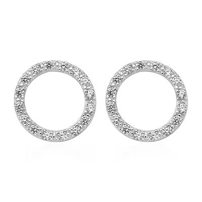 Sparkling Round Silver Earrings